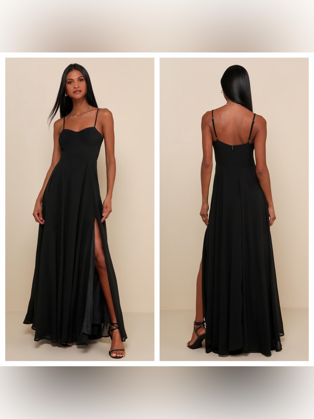 Lulu's Cause for Commotion Black Pleated Bustier Maxi Dress